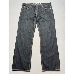 Aeropostale Jeans Men's 38x32 Black Indigo Denim Essex Straight Leg Button Fly